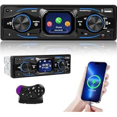 SIXTOP Car Radio Bluetooth 1Din with 2.17 Inch Smart Touch HD Screen, with Steering Wheel Control, 7-Colour Backlight, USB/TF/AUX/EQ, Type-C Quick Charge for FM Car Radio MP3