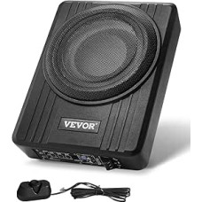 VEVOR automobilinis žemų dažnių garsiakalbis 300 W 254 mm plonas automobilinis žemų dažnių garsiakalbis su maitinimo šaltiniu, posistemė su įmontuotu stiprintuvu, aukšto/žemo lygio įvestimi ir garsumo valdymu, skirtas visureigiams ir sunkvežimiams