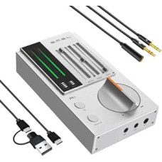 SMSL R1 DAC Headphone Amplifier, Desktop DAC Amp USB-C Digital to Analog Audio Converter for Gaming PC PS5, Microphone/USB/Optical/Coaxial Input, 3.5 mm/4.4 mm/RCA Output, EQ/Bass/Treble Controller