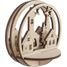 Rayher 62884505 Wooden Plug-In Part Winter Village, 7.5 cm Diameter, Natural, Set of 5, Wooden Kit, Lasered Wood Kit, FSC Certified, SB-Btl 1 Set, Christmas Decoration