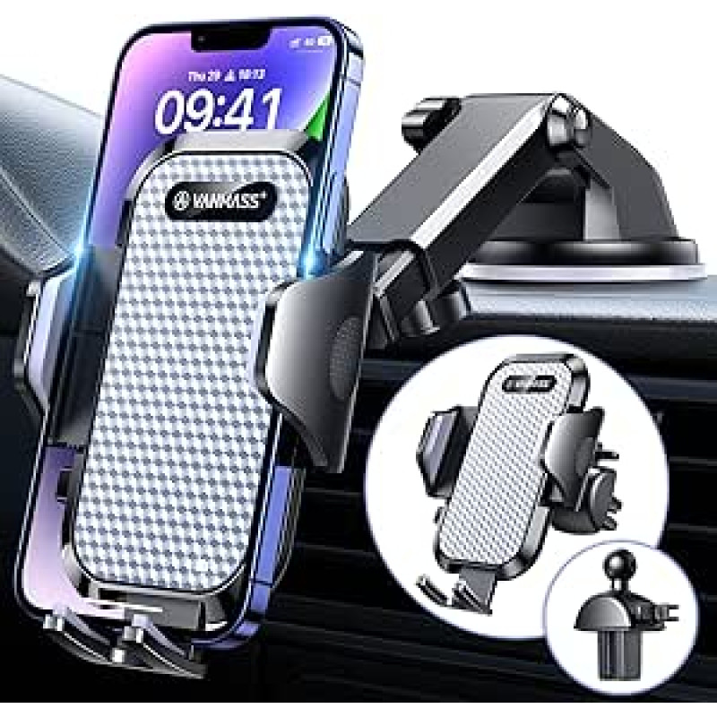 VANMASS mobiliojo telefono laikiklis automobilyje 2023 Upgrade Super stabilus 3-in-1 siurbtukas ir ventiliacija 100 % saugus universalus mobiliojo telefono laikiklis automobilyje Lankstus tinka visiems 