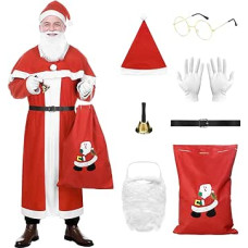 Kalėdų Senelio kostiumas Vyriškas Kalėdų Senelio kostiumas suaugusiems, Kalėdų Senelio kostiumas su švarkeliu ir kelnėmis, Kalėdų vakarėlio Cosplay rinkinys