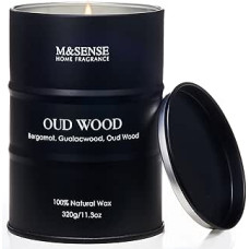M&SENSE Oudholz Duftkerzen Weihnachtsdeko, Natürliche Sojawachs Feiertagskerze, 320g 70 Stunden Weihnachtskerzen, Winterkerzen Geschenke für Männer Frauen, Sandelholz Duftkerze für Zuhause