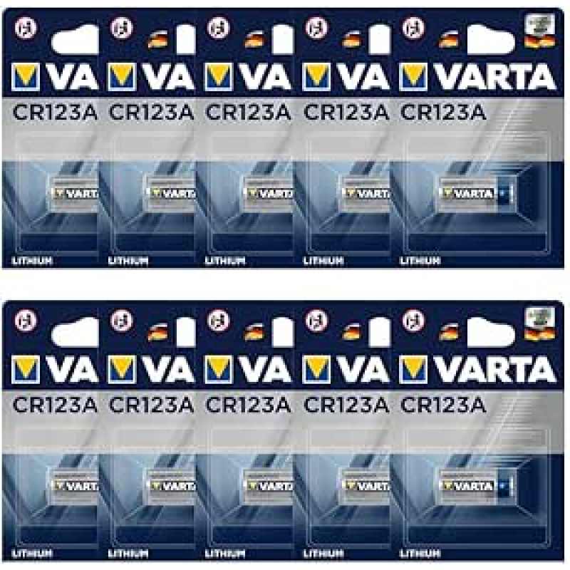 VARTA mygtukinė baterija, maža, CR123A, 10 vnt.