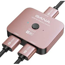 GANA 8K HDMI Splitter, HDMI 2.1 Switch Ultra HD 48Gbps Aluminium Bi-Directional HDMI Switch 2 in 1 Out or 1 in 2 Out HDMI Switcher, HDMI Splitter Supports for TV/PS5/Xbox