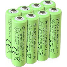 Ni-MH AA įkraunamos baterijos AA 1,2 V 2400 mAh Nimh įkraunamos baterijos saulės žibintams, įkraunamos iki 1000 kartų (8 vnt.)