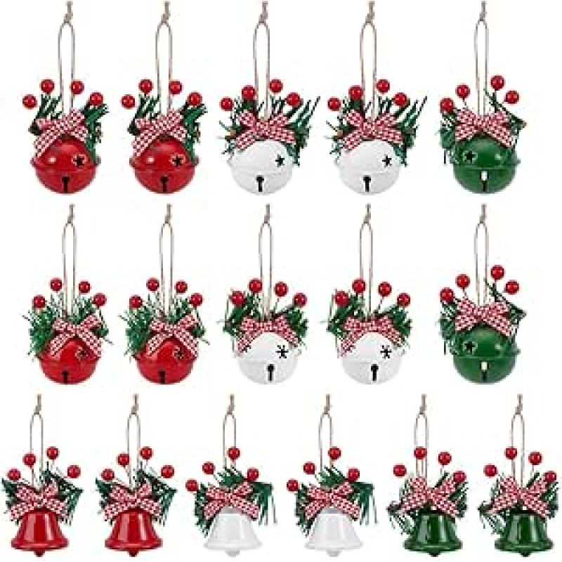 PH PandaHall 16 Stücke 8 Modelle Weihnachts Glöckchen Weihnachts Handwerk Glocke Schleifen Deko Glöckchen Anhänger für Weihnachtskranz Fest Handwerk Dekoration