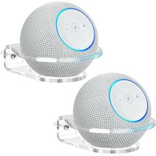 PlusAcc Wall Mount for Dot Max - Bracket Accessories for HomePod Mini/dot 4/5 Gen/Pop, Made of Acrylic, Space-saving Solution for Your Speaker (Pack of 2)