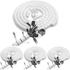 Romon Pack of 2 Cable Sleeves, 22 mm x 1.5 m Spiral Hose Cable Organiser with 1 Cable Clip, Cable Duct Flexible Cable Management for TV PC (Pack of 4)
