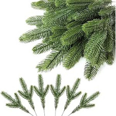 Pakuotė 45 dirbtinių eglių šakų, panašių į tikras 26 cm dekoratyvinių šakų Kalėdų konfeti dekoracijos Eglė Dirbtinė eglė Žalia Dekoratyvinės šakos advento vainikui Dekoracijos Kalėdų vainikas (45 Eglė