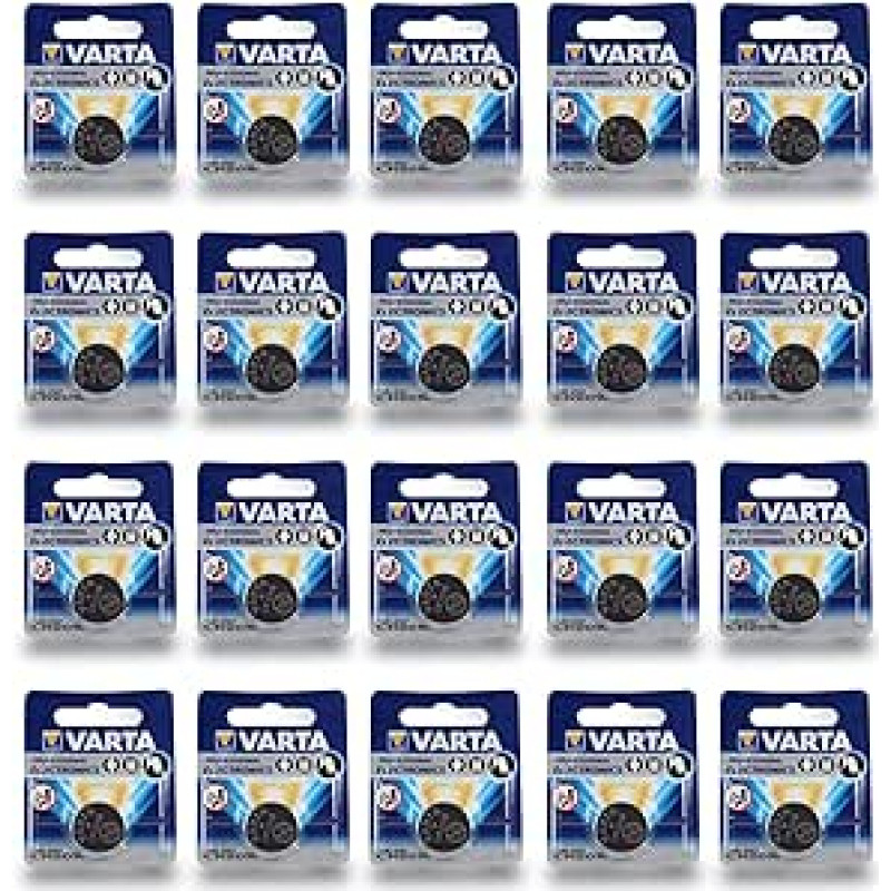 Varta baterijos electronics CR2016 Ličio mygtukinių elementų 3 V baterijos, 20 mygtukinių elementų baterijų originalioje lizdinėje pakuotėje