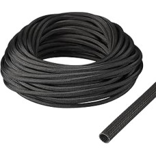 sourcing map Isolierter Kabelschutz, 5 mm - 20 m, Hochtemperatur-Fiberglashülle, Schwarz