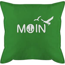 Pagalvėlė 50 x 50 cm - pareiškimo pagalvėlė su posakiais - Moin Moin I Šiaurės Vokietija - 50 x 50 cm - žalia - posakis Moein motyvas pagalvėlė Möven Sofos pagalvėlė Valčių pagalvėlė Šiaurės Vokietijos - Gurli pagalvėlė su