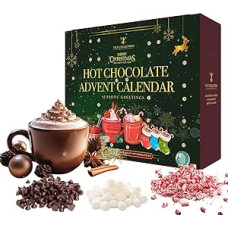 Hot Chocolate Advent Calendar Gift Set 2025 | 24-Day Selection with 12 Flavored Hot Chocolates | The Ultimate Cocoa and Marshmallow Countdown for Adults and Children