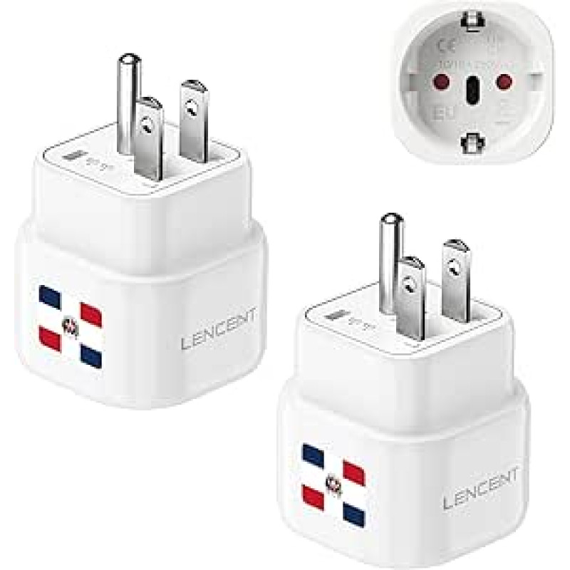LENCENT Dominikos Respublikos B tipo kelioninis adapteris Kelioninis kištukinis lizdas Kelioninis kištukinis lizdas Kištukinis kištukinis adapteris Maitinimo adapteris, 2 vnt.
