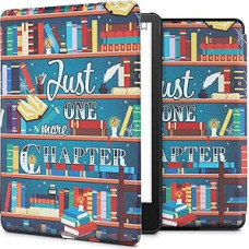 kwmobile Flip Case Compatible with Amazon Kindle Paperwhite 11th Generation 2021 Case - Flip Case for Kindle Paperwhite Case with Magnetic Closure - Library Theme