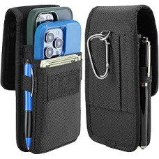 Gcepls Dual Mobile Phone Case for Men, didelis nailoninis diržo krepšys 2 išmaniesiems telefonams, diržo kilpa, skirtas iPhone (16 15 14 14 13 12 11) Pro Max/Plus, Samsung Galaxy (S24 S23 S22 S21 S20) Ultra