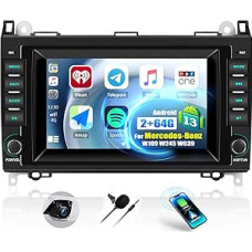 2G + 64G Android 13 Car Radio with Screen 7 Inch for Mercedes-Benz A-Class W169/B-Class W245/Viano/Vito W639/Sprinter W906 Double DIN Radio Carplay Android Car with WiFi/GPS/Bluetooth/FM RDS/EQ/SWC