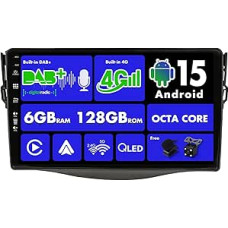SXAUTO [Built-in 4G / DAB] Android 14-6G+128G - Car Radio for Toyota RAV4 (2007-2012) - Built-in Carplay/Android Car - Camera + MIC - DSP 360-CAM Steering Wheel Control Fast Boot HDMI - 2 DIN IPS 9