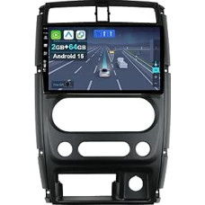 9 Inch Android 14 Car Radio for Suzuki Jimny 2007-2015 with Wireless Apple CarPlay Android Car Mirror Link GPS Navigation Bluetooth 5.0 WiFi USB Navigation FM + Reversing Camera