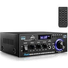 HiFi Amplifier WOOPKER Mini Amplifier, 500 W, 2 Channels Bluetooth Amplifier HiFi Stereo w/FM Radio, USB, SD, RCA, MIC In, Audio Amplifier Receiver for Home or Car (AK45)