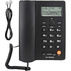 ASHATA Corded Telephone, Caller ID Phone Handsfree Home Office Hotel Landline Phone English, Corded Desk Phone with Redial Pause/Hold Function (Black)