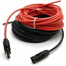 CraigSolar.co.uk 5 m 6 mm² saulės kabelis su pritvirtintomis Mc4 jungtimis - raudonas/juodas