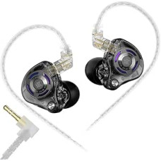 LINSOUL KZ Gale In-Ear Monitoriai, Super Linear Dynamic Driver IEM, itin jautrios žemų dažnių Hi-Fi žaidimų ausinės su įleistu 2 kontaktų kabeliu audiofilams (be mikrofono 3,5 mm, juodos spalvos)