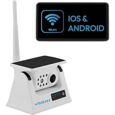 VSG 24 WLAN Reversing Camera Touring HD Battery Magnet for Motorhome & Truck, Car Set Reversing Camera Wireless + Monitor DIY Retrofit Camera Digital Car Rear View Mirror Horse Trailer Dash Cam WiFi