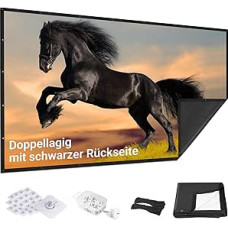 2024 Atnaujintas nešiojamasis projektoriaus ekranas juoda nugara 100-B tiesiais kraštais, sulankstomas, skalbiamas ir nesiraukšlėjantis, skirtas namų kino teatrui ir lauko kinui 100 colių baltas 16:9 IOLIEO