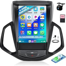 CAMECHO 2G + 64G Android 15 Car Radio for Ford Ecosport 2013-2017 with Navi Carplay Android Car, 9.7 Inch Car Radio Touch Display with Bluetooth RDS/FM WiFi y USB + AHD Reversing Camera