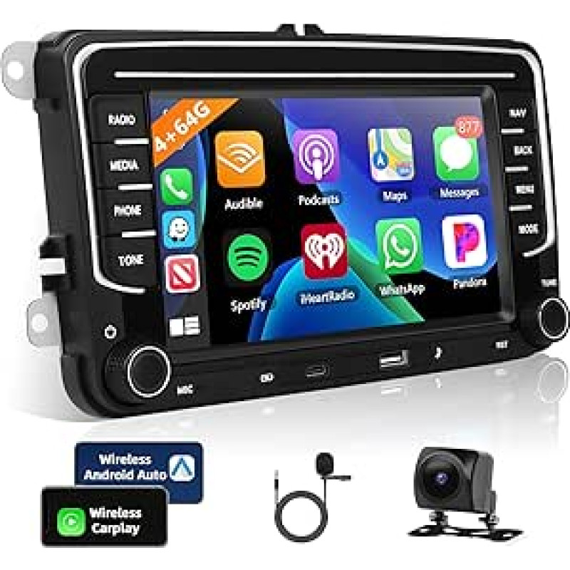 4+64G Carplay automobilinis radijas VW Seat/Skoda/Altea/Toledo/Leon/Altea XL su belaidžiu 