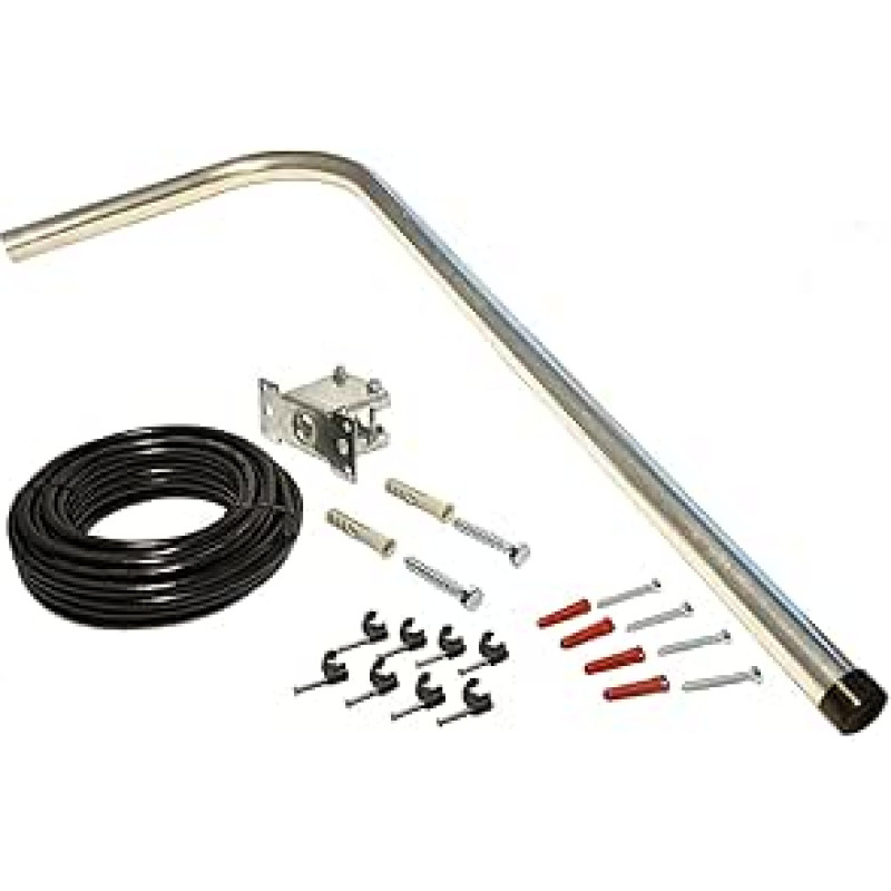 TV/FM antenos montavimo rinkinys - 24 colių išlenktas L formos TV antenos stiebas / laikiklis ir montavimo rinkinys palėpėje / antkapiuose / ant sienos ir pan.