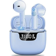 Bluetooth-Kopfhörer, kabellos, 5.4 mit 4 ENC, Geräuschunterdrückung, IPX6, wasserdicht, 42 Stunden, LED-Display, HiFi, Stereo, Touchscreen, Headset für iOS Android, Hellviolett