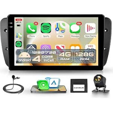 4G + 128G Android 15 Car Radio for Seat Ibiza 6j IV 2009-2014 9 Inch Incell Touchscreen Car Radio with Wireless Carplay Android Car GPS Navigation WiFi Mirror Link Bluetooth FM/RDS/EQ/SWC Rear View
