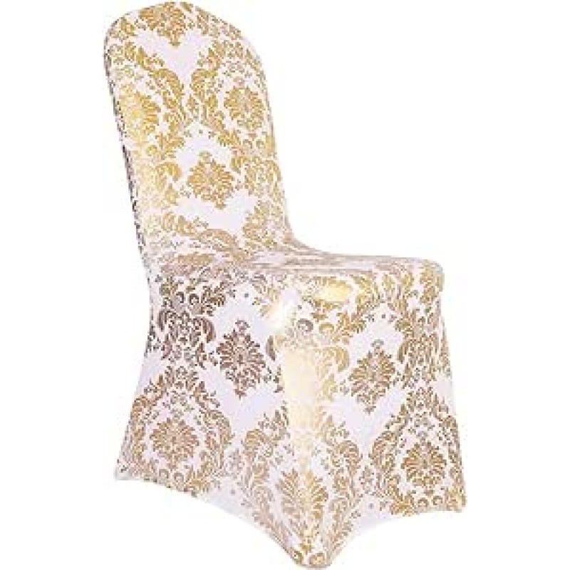 1/4/6/10vnt Bronzos aukso spausdinti nuimamas skalbiamas kėdžių dangteliai Spandex aukso/baltos spalvos