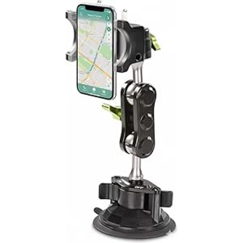 Universelle Kfz-Handyhalterung mit verstellbarem Teleskoparm und 360-Grad-Drehung für Armaturenbrett, Windschutzscheibe, freihändiges Fahren und GPS-Navigation
