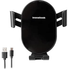 InnovaGoods® Fast Charge Mobile Car Mount Wireless Charger Max 15W 360 Degree Rotation Compatible with iPhone, Samsung and Other Induction Devices