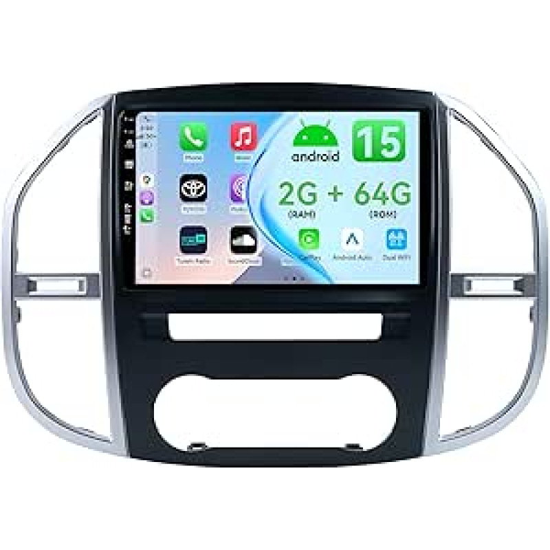 MSD 2+64G ekrano automobilinis radijas Benz Vito 3 W447 (2014-2020) Belaidis Carplay Android Automobilis Android 15 10.1 colių GPS radijas Vairo valdymas DSP DAB Bluetooth 5.0 atbulinės eigos kamera 2 DIN