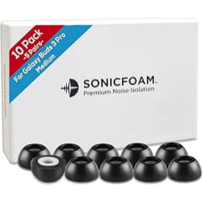 SONICFOAM Memory Foam Earbuds Tips - Premium Noise Isolation Replacement Foam Earbuds Tips 10 Pack for Galaxy Buds 3 Pro (Medium, Black)