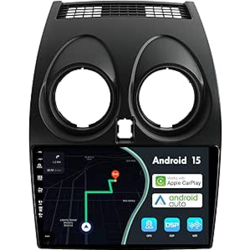 MSD 9 Zoll Bildschirm Autoradio für Nissan Qashqai J10 (2006-2015) | Wireless Carplay Android Auto | Android 15 GPS Navi Radio | Volant WiFi DSP DAB Bluetooth 5.0 | Rückfahrkamera | 2 Din