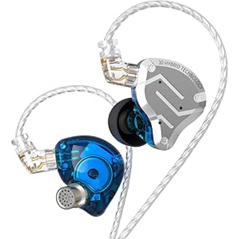 KZ ZS10 Pro ausinės, 4 subalansuoti diskiniai garsiakalbiai ir 1 dinaminis garsiakalbis (4BA ir 1DD), hibridinės ausinės su 2 kontaktų keičiamuoju kabeliu