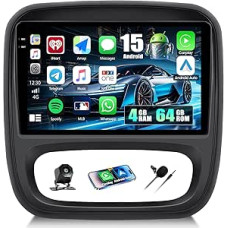 CAMECHO 4+64G 9 Zoll Android 15 Radio für Opel Vivaro B 2014-2018 Renault Traffic 3 2014-2021, Opel Navi Autoradio mit GPS WiFi Wireless Carplay Android Auto RDS FM Mirror Link mit Rückfahrkamera