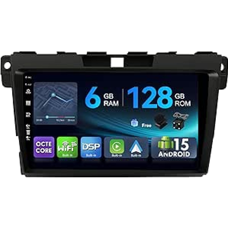 [6G + 128G, Octa-Core] - MSD Car Radio for Mazda CX-7 (2008-2015) Android 15 GPS Navigation Radio CarPlay Android Car Steering Wheel Control Dual Band WiFi DSP DAB Reversing Camera MIC 2 DIN 9 Inch