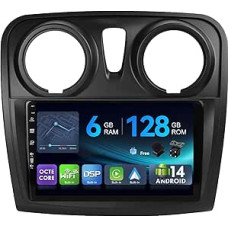 [6G + 128G, Octa-Core] - MSD automobilinis radijas Dacia - Sandero (2012-2017) | Android 15 GPS navigacijos radijas | CarPlay Android automobilio vairo valdymas Dual Band WiFi DSP DAB | atbulinės eigos kamera MIC | 2