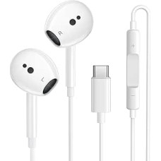 USB C ausinės, C tipo ausinės, laidinės HiFi stereo ausinės su mikrofonu ir garsumo valdymu, ausinės į ausis, laidinės ausinės, USB C, skirtos iPhone 16 15 Plus Pro Max/Google/Pixel/Samsung