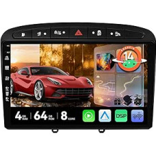 MSD automobilinis radijas Peugeot 308/408 (2010-2016) | 4G + 64G, aštuonių branduolių - Android 14 GPS navigacijos radijas | CarPlay Android automobilio vairo valdymas Dual Band WiFi DSP DAB | atbulinės eigos kamera | 2 DIN 9