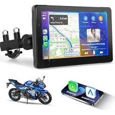Podofo Wireless CarPlay Screen 7 Inch for Motorcycle - Portable CarPlay & Android Car, Waterproof Touchscreen with Dual Bluetooth, Navigation/Siri Assistant/12V, 1024 x 600