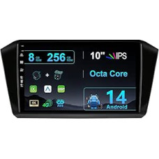 2 DIN 10 colių IPS Android 14 automobilinis radijas VW Passat B8 2015-2019 su GPS navigacijos palaikymu Bluetooth DAB USB Carplay Android Car WLAN 4G MirrorLink RDS USB DSP 8G + 256G