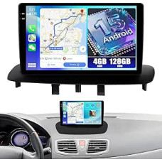 CAMECHO Android 15 4G + 128G automobilinis radijas Renault Megane 3 Export 2009-2014 su Carplay Android automobilinė navigacija WiFi 9 colių Incell jutiklinis ekranas su GPS Bluetooth 5.0 FM/RDS+HD galinio vaizdo kamera